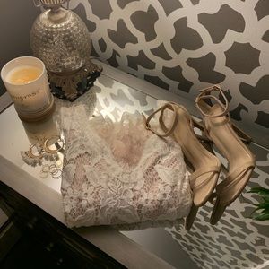 White lace dress with open back